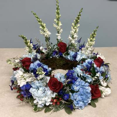 Beloved Patriot Sympathy Urn Wreath