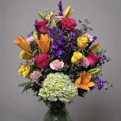 Hot Pink Rose Orange Lily Mix