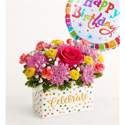 Celebrate The Day Flower Bouquet™ with Balloon