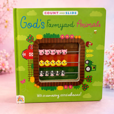Green children's book with an animal abacus on the cover