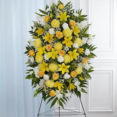 Yellow & White Sympathy Standing Spray
