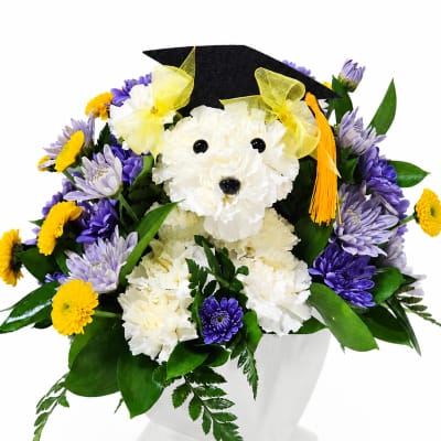 Graduation Puppy Floral Arrangement