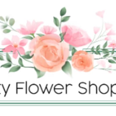 Katy Flower Shop logo with peach and pink flowers above the shop name
