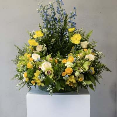 Sympathy URN in Yellow & Blue