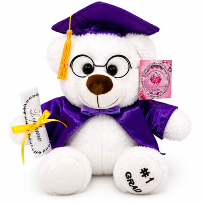 White Purple Scholar Graduation Teddy Bear – Je’La Diamond Luxe Gifts