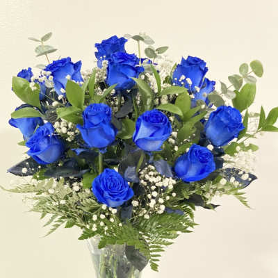24 blue roses