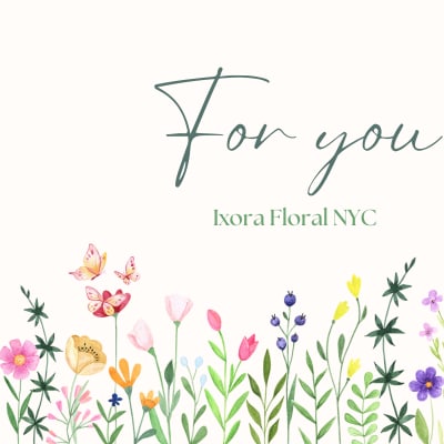 Gift card with "For you" text and watercolor flowers along the bottom