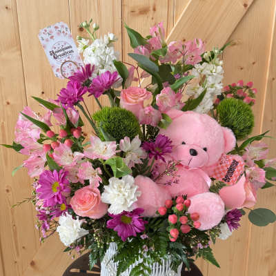 Sweet Teddy Bear Floral Arrangement