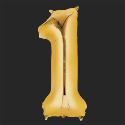 Gold number 1 balloon on a dark background