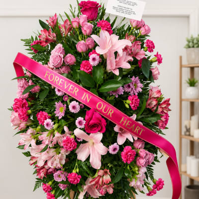 Forever in our hearts tribute standing spray