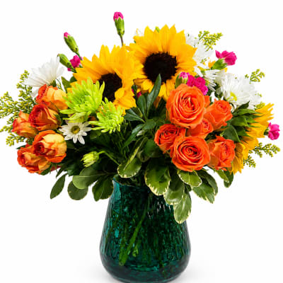 Sunset sunflowers deligh