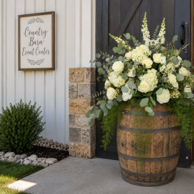 Whiskey Barrel Wedding Arrangements