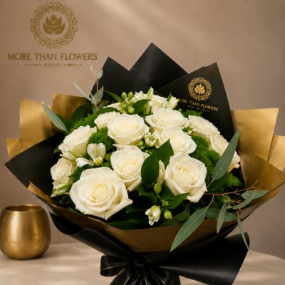 1 Dozen Handheld Bouquet - White