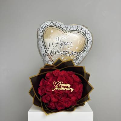 Anniversary Rose Bouquet with Balloon
