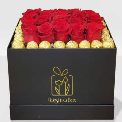 Elegant roses in a box