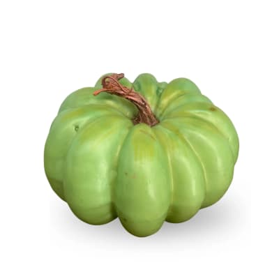Green decorative pumpkin on a white background