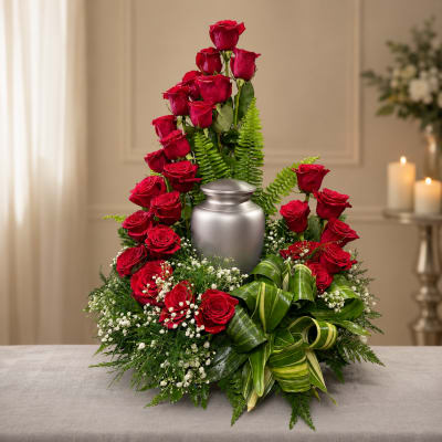 Red Rose Spiral Cremation Wreath