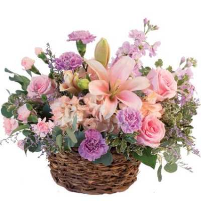 Pretty with Pinks Basket Arrangement