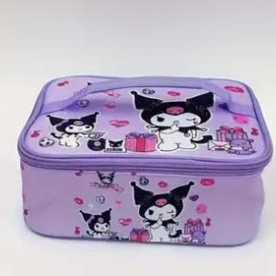Lavender storage box with cartoon cat and gift illustrations