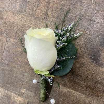 White Rose Boutonnière