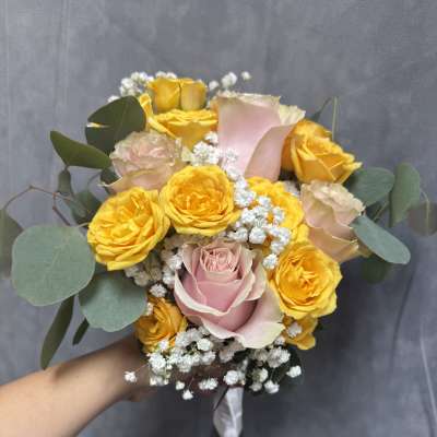 Golden blush prom bouquet