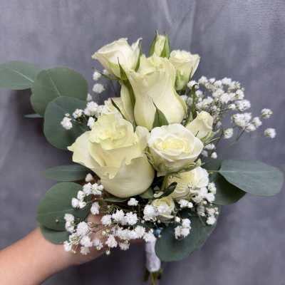White rose prom bouquet