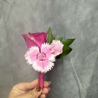 Hot pink rose boutonnière