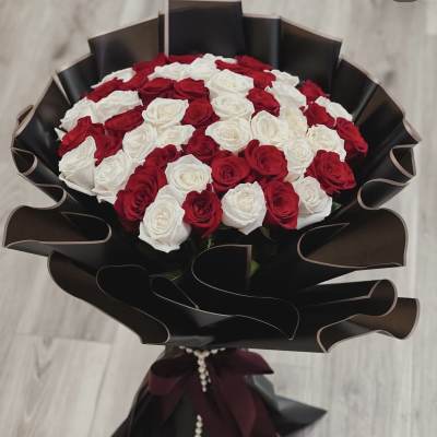 50 classic roses with nice wrapping.