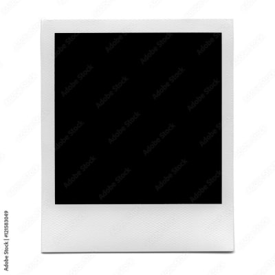 Blank white instant photo frame with a black center