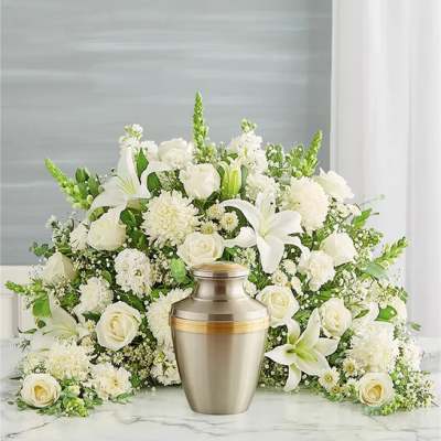 Crescent Cremation Arrangement- All White
