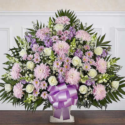 Heartfelt Tribute.Lavender & White Floor Basket