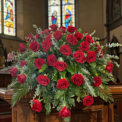 Majestic Red Casket Spray