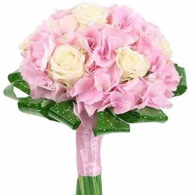 Roses & Pink Hydrangea Wedding Bouquet