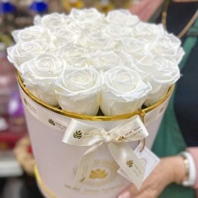 Eternal Roses Round Box - White Box, White