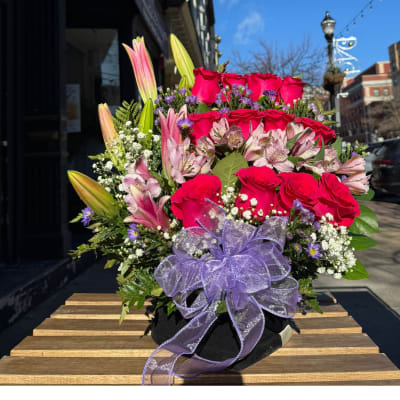 Hot Pink Cascading Flower Arrangement