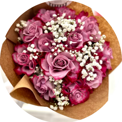 One Dozen Purple Roses Wrapping Bouquet