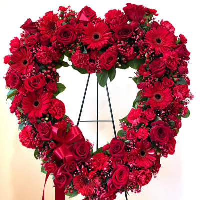 Always Remember Floral Heart Tribute- Red