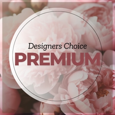 Pink peony-like flowers with a "Premium" label overlay