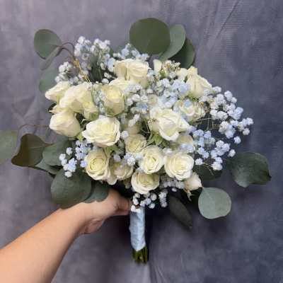 Blue ice prom bouquet