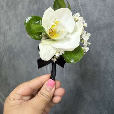 White Orchid boutonnière