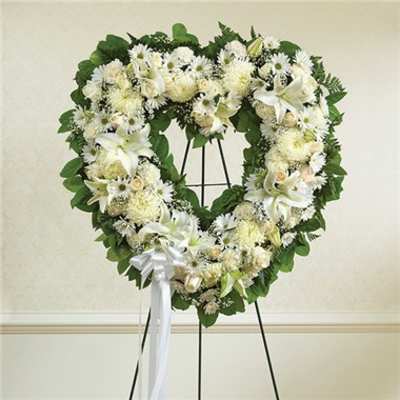 Always Remember™ Floral Heart Tribute- White