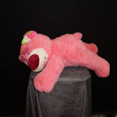 Medium Pink Strawberry Sleeping Bear Plush