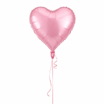 Pink heart-shaped balloon with a curling ribbon