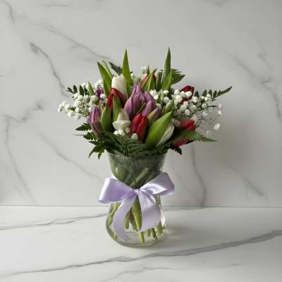 20 Tulips Vase - 3 Colors Designer's Mix Choice