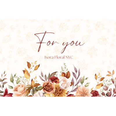 Gift card with autumn floral border and "For you" text