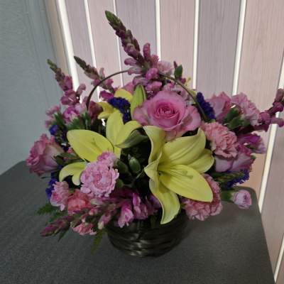 Pink and yellow basket