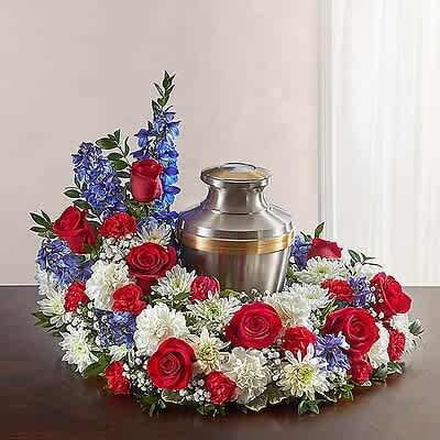 patriotic tribute ) Cremation Urn arrangement.