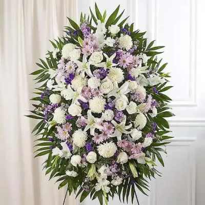 Lavender And White Funeral Standing Spray