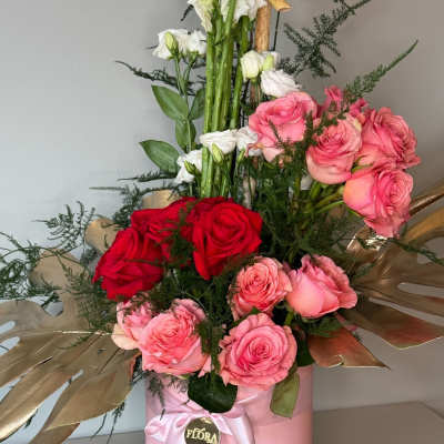 Elegant Pink & Red Rose Floral Arrangement