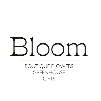 Bloom boutique flowers greenhouse gifts logo on white background